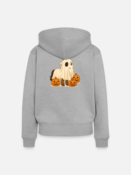 Halloween Pony - Frauen Premium Bio Zip Hoodie - Grau meliert
