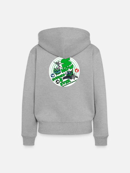 1423-SNOW_BUDDIES_4_EVER_groen-Buchstaben - Frauen Premium Bio Zip Hoodie - Grau meliert