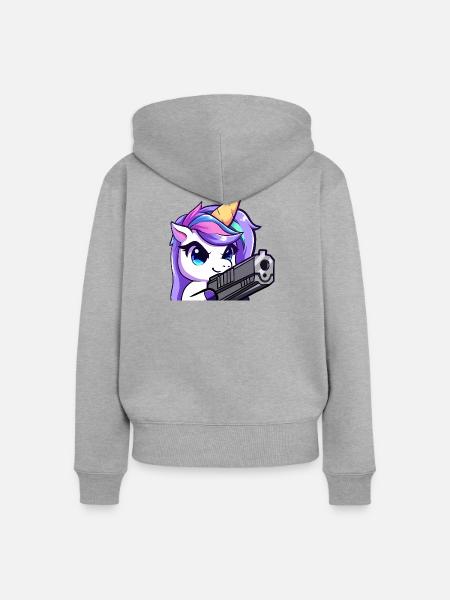 Lya Pew Pew - Frauen Premium Bio Zip Hoodie - Grau meliert