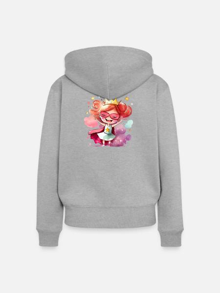 Superheldin Prinzessin - Mutiges Mädchen - Frauen Premium Bio Zip Hoodie - Grau meliert