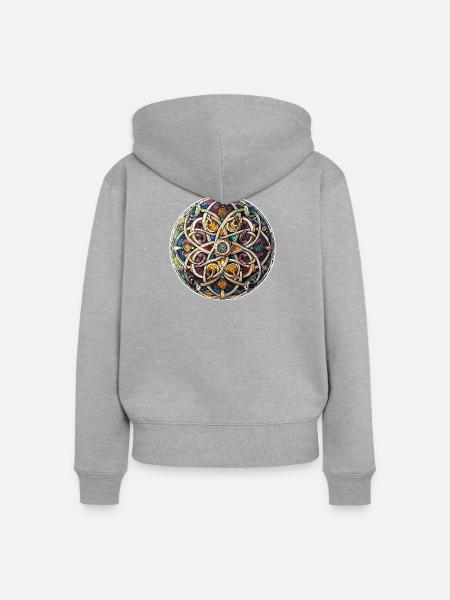 Keltischer Knoten Kaleidoskop - Frauen Premium Bio Zip Hoodie - Grau meliert