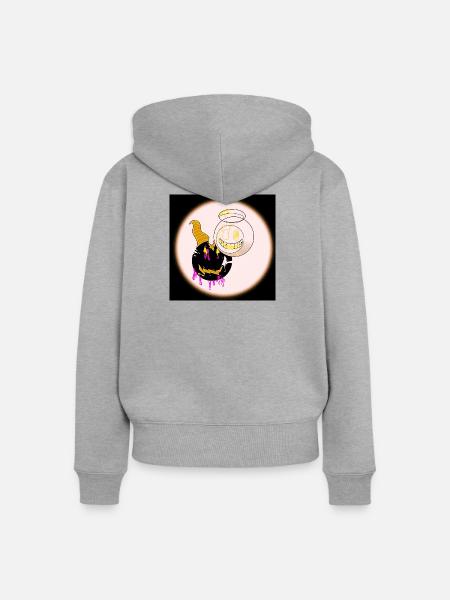 Engel und Teufel Design  - Frauen Premium Bio Zip Hoodie - Grau meliert