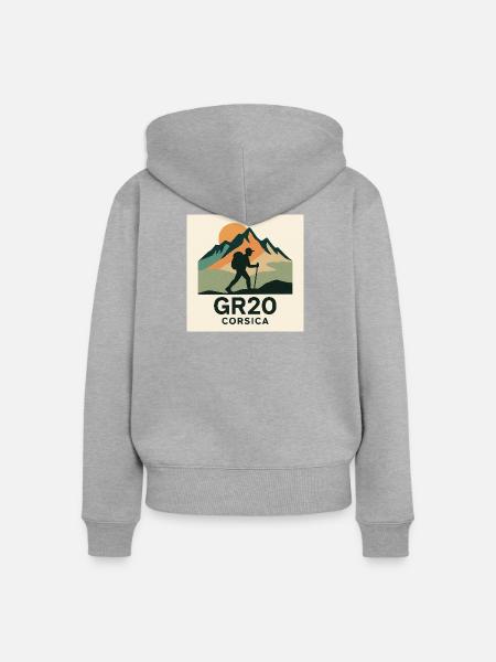 GR 20 KORSIKA - Frauen Premium Bio Zip Hoodie - Grau meliert