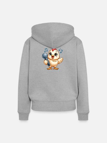 Küken Karaoke mit Mikrofon - Frauen Premium Bio Zip Hoodie - Grau meliert