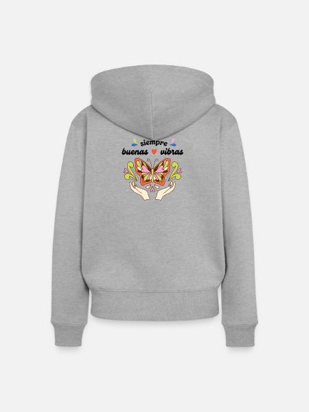 Immer – gute – Vibes - Frauen Premium Bio Zip Hoodie - Grau meliert