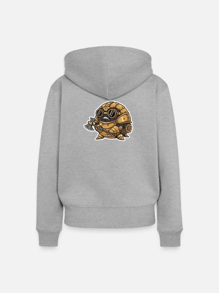 Sowbug Krieger Steampunk Axt Kupferrüstung - Frauen Premium Bio Zip Hoodie - Grau meliert