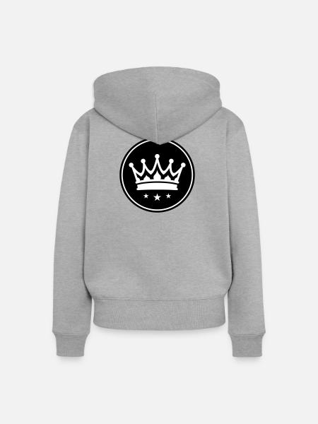 Krone Symbol - Frauen Premium Bio Zip Hoodie - Grau meliert