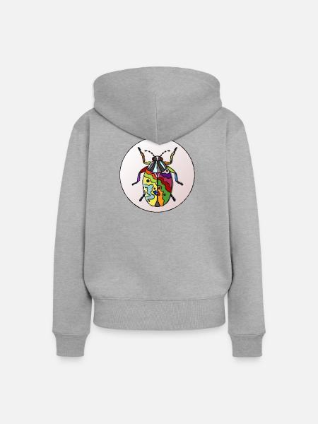 Lebender Regenbogenkäfer - Frauen Premium Bio Zip Hoodie - Grau meliert