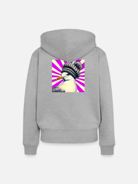Möwe - Frauen Premium Bio Zip Hoodie - Grau meliert