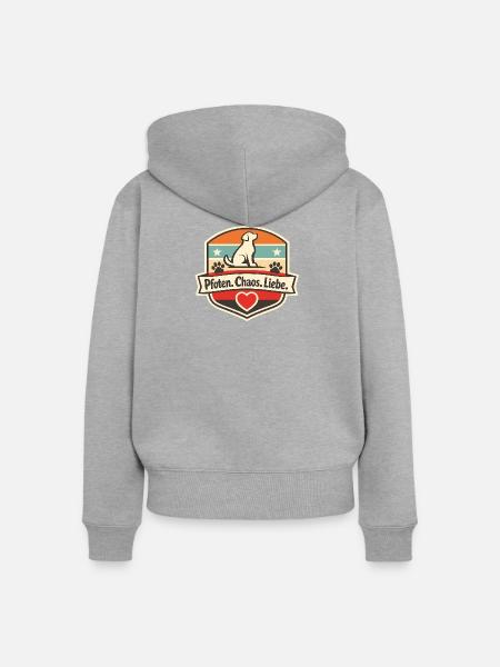 Pfoten Chaos Liebe Patch - Frauen Premium Bio Zip Hoodie - Grau meliert