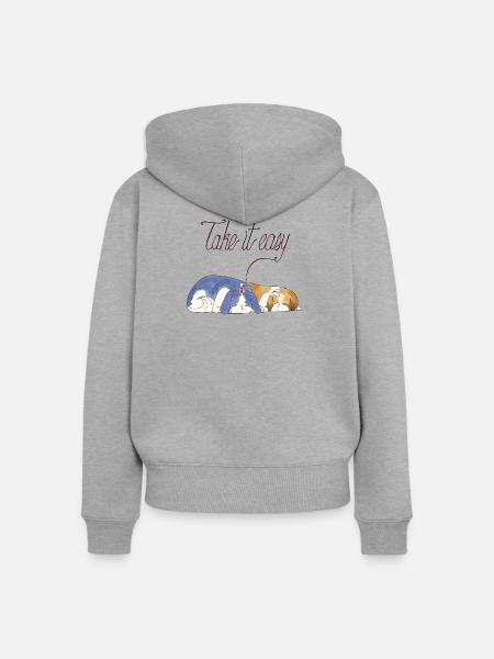 Ganz ruhig, Shihtzu-Welpen - Frauen Premium Bio Zip Hoodie - Grau meliert