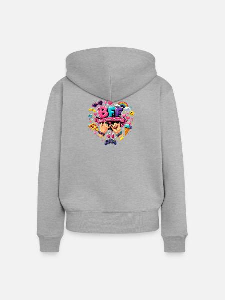 BFF Best Friends Forever - Frauen Premium Bio Zip Hoodie - Grau meliert