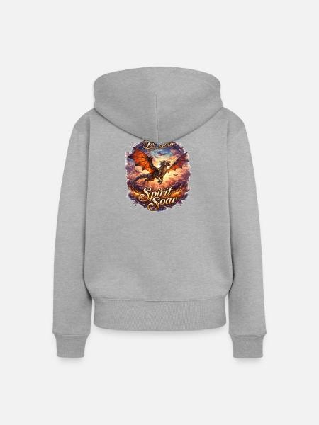 Let Your Spirit Soar – Drachenflug - Frauen Premium Bio Zip Hoodie - Grau meliert