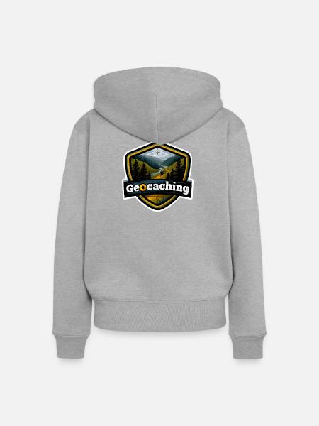 Geocaching - Frauen Premium Bio Zip Hoodie - Grau meliert