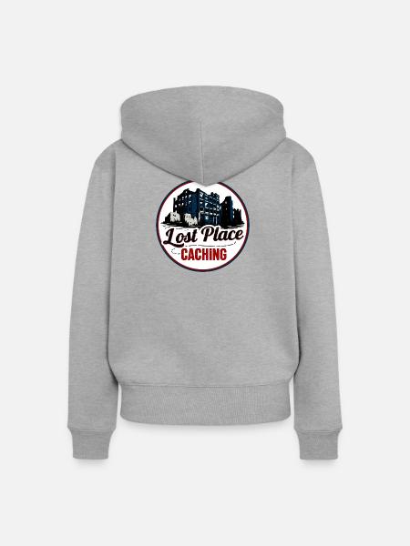 Lost Place Caching - Frauen Premium Bio Zip Hoodie - Grau meliert