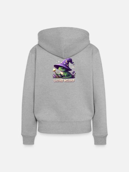 Lizard Wizard Sternenhut - Frauen Premium Bio Zip Hoodie - Grau meliert