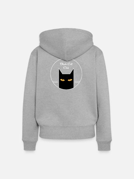 Schwarze Katze - Frauen Premium Bio Zip Hoodie - Grau meliert
