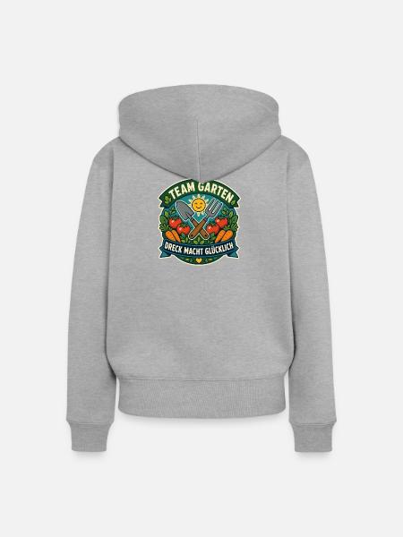 Team Garten – Dreck macht glücklich - Frauen Premium Bio Zip Hoodie - Grau meliert
