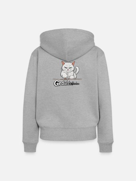 Geduldsfaden der Katze reißt - Frauen Premium Bio Zip Hoodie - Grau meliert