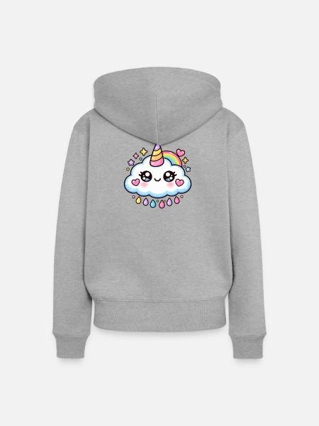 Bezaubernde Regenbogen-Einhornwolke - Frauen Premium Bio Zip Hoodie - Grau meliert