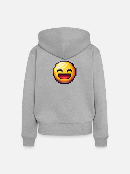 HAPPY PIXELFACE - Frauen Premium Bio Zip Hoodie - Grau meliert