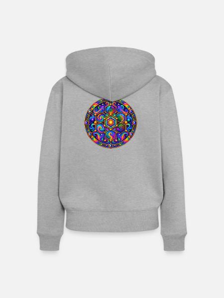 Hexagon - Frauen Premium Bio Zip Hoodie - Grau meliert