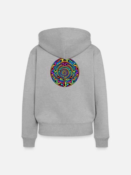 Labyrinth - Frauen Premium Bio Zip Hoodie - Grau meliert