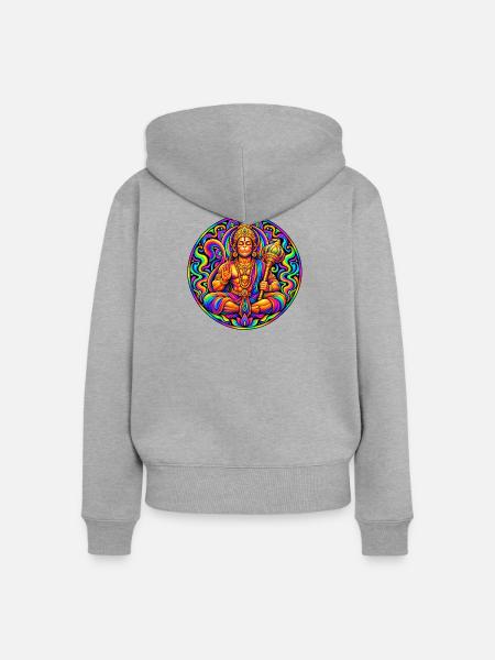 Hanuman - Frauen Premium Bio Zip Hoodie - Grau meliert