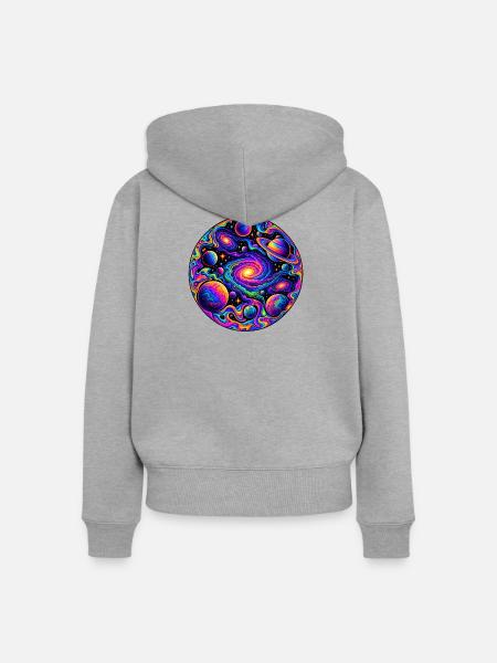 Universum - Frauen Premium Bio Zip Hoodie - Grau meliert