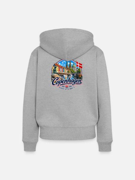 Copenhagen - Denmark - Kopenhagen - Dänemark - Frauen Premium Bio Zip Hoodie - Grau meliert