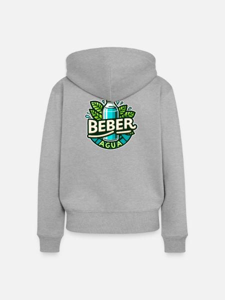 Wasser trinken - Frauen Premium Bio Zip Hoodie - Grau meliert