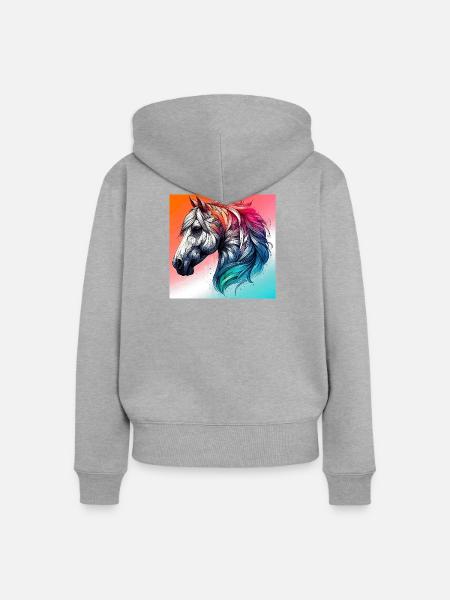 Pferd - Frauen Premium Bio Zip Hoodie - Grau meliert