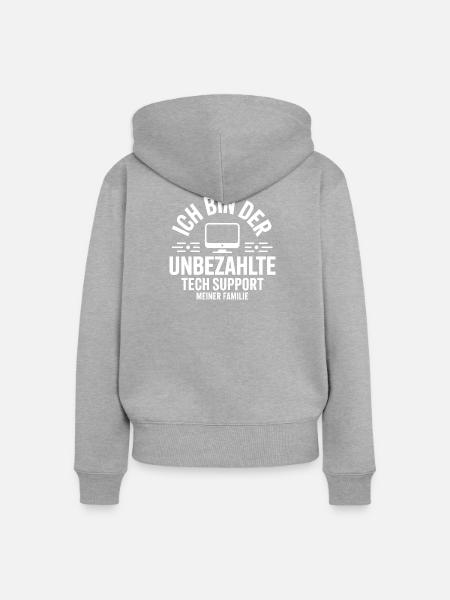 Unbezahlter TechSupport der Familie - Frauen Premium Bio Zip Hoodie - Grau meliert