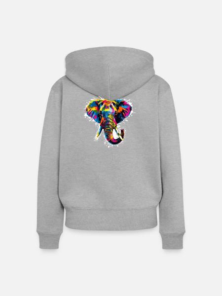 Elefant Art Design - Frauen Premium Bio Zip Hoodie - Grau meliert