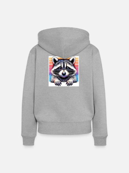 Waschbär - Frauen Premium Bio Zip Hoodie - Grau meliert