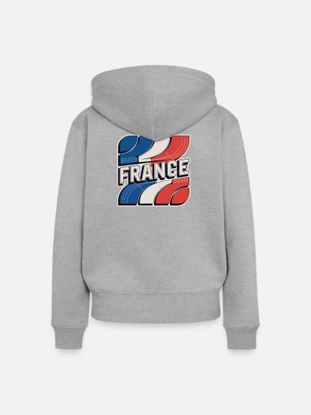 France - Frauen Premium Bio Zip Hoodie - Grau meliert