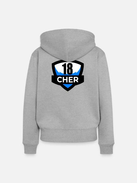 18 Teuer - Frauen Premium Bio Zip Hoodie - Grau meliert