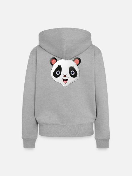 Panda face - Frauen Premium Bio Zip Hoodie - Grau meliert