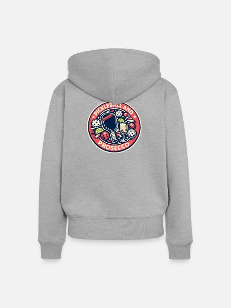 Pickleball Prosecco Fusion - Frauen Premium Bio Zip Hoodie - Grau meliert