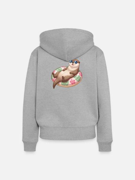 Otter - Frauen Premium Bio Zip Hoodie - Grau meliert