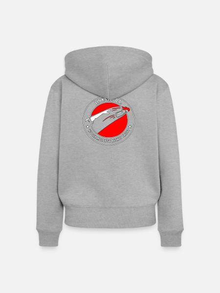 Molotow Logo: Links Ist Da - Frauen Premium Bio Zip Hoodie - Grau meliert