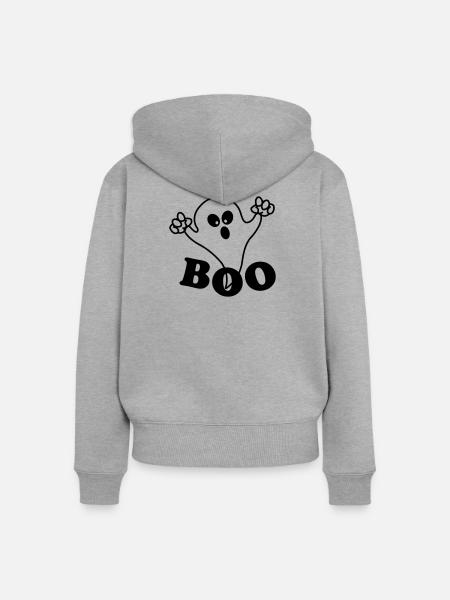 Spuk Boo - Frauen Premium Bio Zip Hoodie - Grau meliert