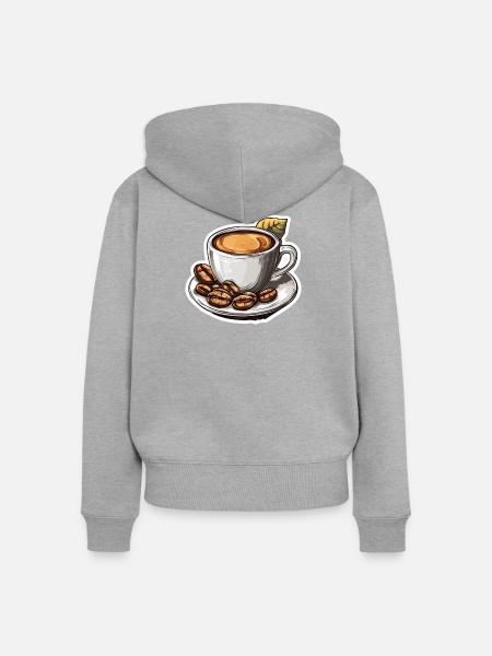 Kaffee - Frauen Premium Bio Zip Hoodie - Grau meliert