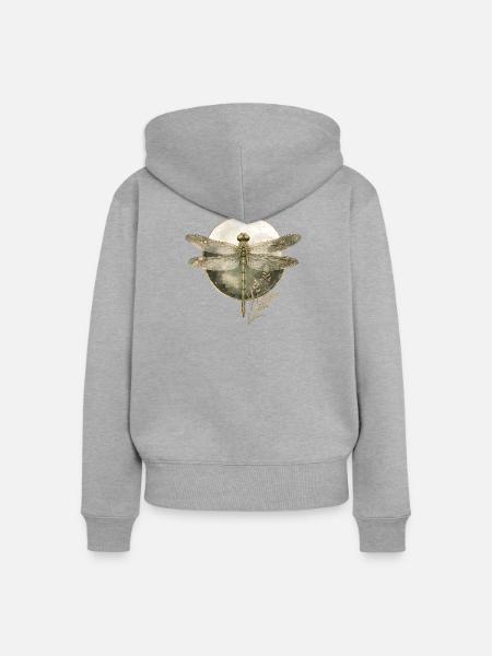 Libelle Dragonfly Nature - Frauen Premium Bio Zip Hoodie - Grau meliert