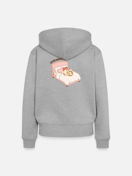 Love Mode on - Katzenliebe - Frauen Premium Bio Zip Hoodie - Grau meliert