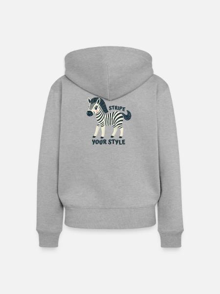 Stylish Zebra - Frauen Premium Bio Zip Hoodie - Grau meliert