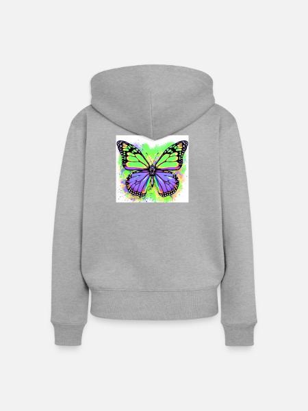 Schmetterling - Frauen Premium Bio Zip Hoodie - Grau meliert