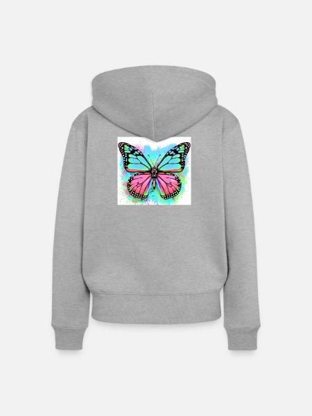 Schmetterling - Frauen Premium Bio Zip Hoodie - Grau meliert