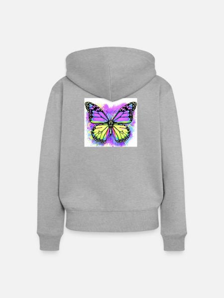 Schmetterling - Frauen Premium Bio Zip Hoodie - Grau meliert