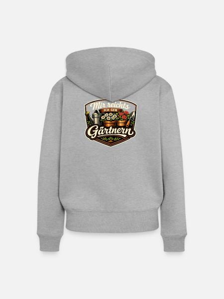 Gärtnern-Statement Badge - Frauen Premium Bio Zip Hoodie - Grau meliert